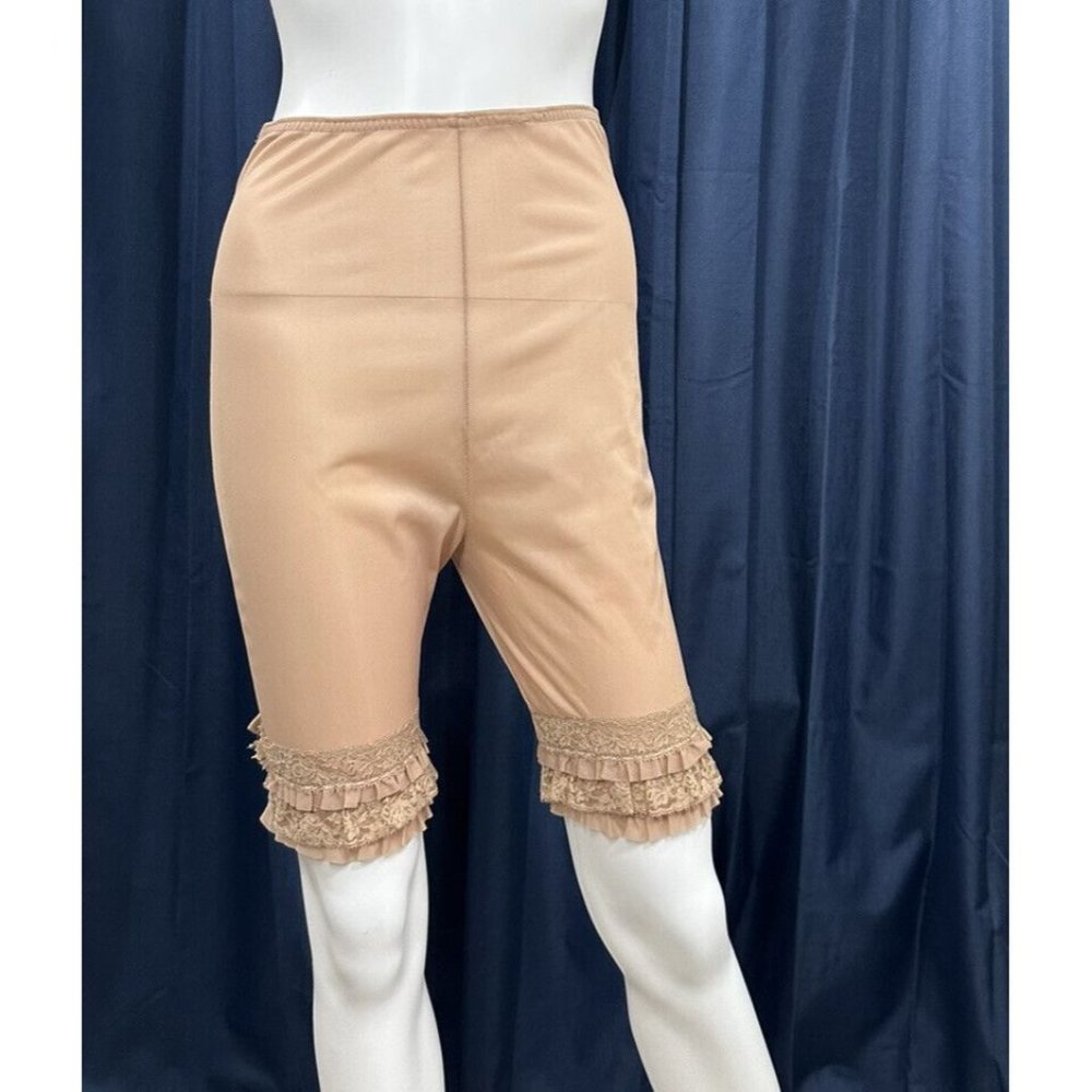 60s Vintage Beige Bloomers Cottage Sheer Lace slip Shorts petti pants Flirty